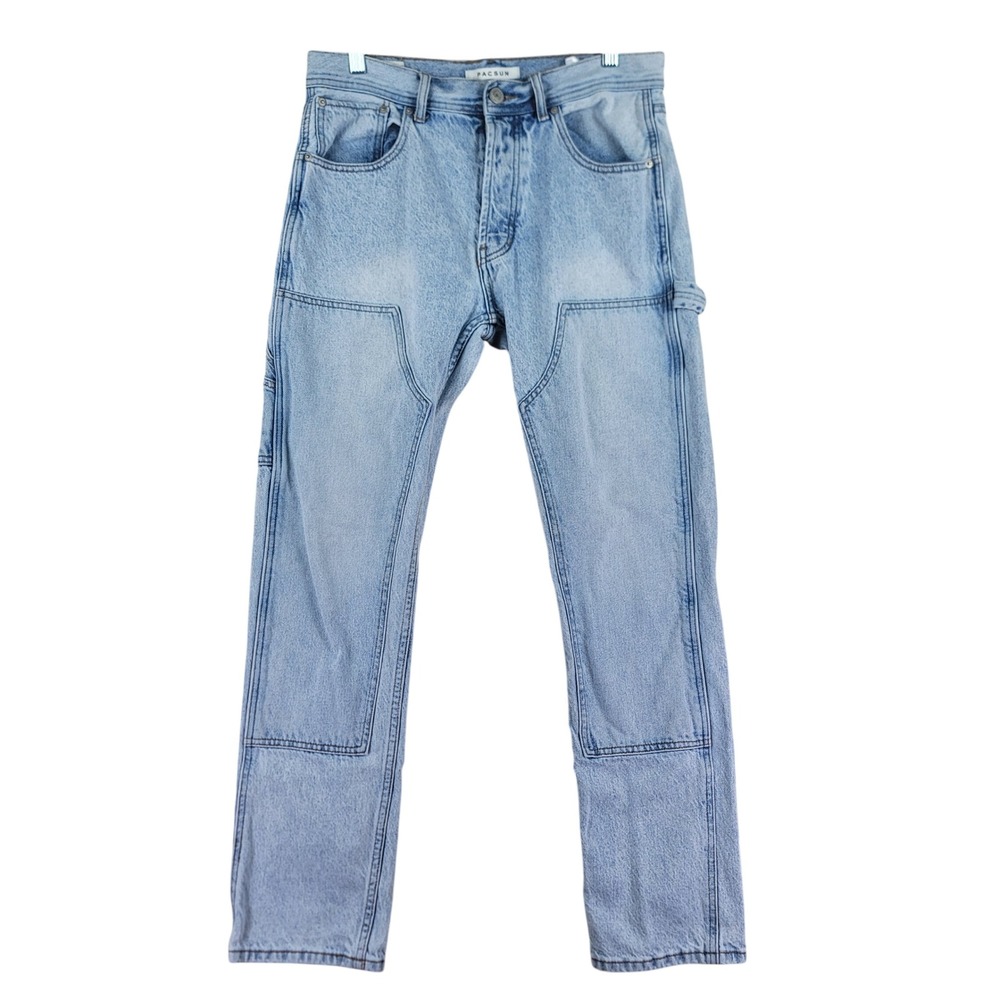 PacSun Vintage Loose Carpenter Jeans Mens 32x31 Light Wash Blue Double Knee Work